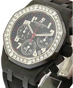 Royal Oak Offshore Chrono Carbon with Diamond Bezel on Rubber Strap with Black Dial