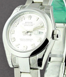 Datejust Ladies 26mm in Steel with Domed Bezel on Steel Oyster Bracelet with Silver Concentric Arabic Dial