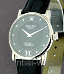 Cellini Classic in White Gold on Black Crocodile Leather Strap with Black Dial