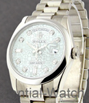 DayDate - 36mm - White Gold - Smooth Bezel on Heavy President Bracelet - Glacier Ice Diamond Dial