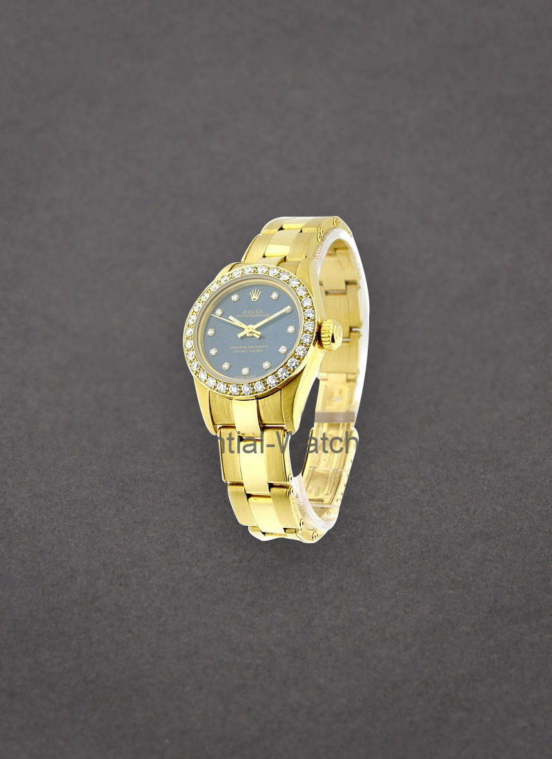 Pre-Owned Rolex Lady's No Date All Gold with Blue Diamond Dial