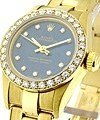 Lady's No Date All Gold with Blue Diamond Dial circa 1991 - Rivet Oyster Bracelet - Custom Bezel