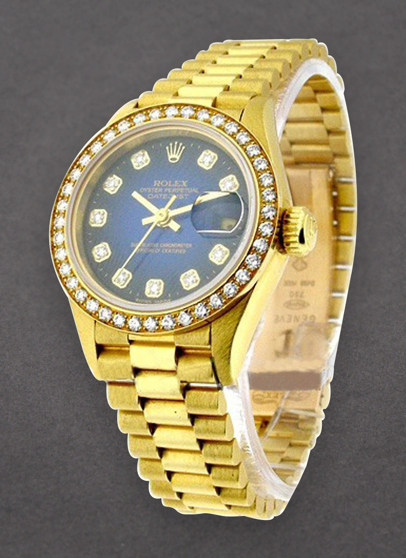 Pre-Owned Rolex Ladies President in Yellow Gold with Diamond Bezel