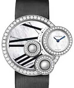 Libre - Perles with Diamond Case White Gold on Strap with White MOP Dial