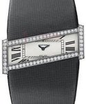 Diagonale de Cartier with Diamond Case  White Gold on Strap with Silver Dial