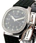 Lady's Aquanaut 5067A in Stainless Steel with Diamond Bezel  on Black Rubber Strap with Black Dial
