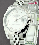 Datejust in Steel with Fluted Bezel on Steel Jubilee Bracelet with Rhodium Roman Dial