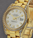 Ladies President 26mm in Yellow Gold with Diamond Bezel on Bracelet with White MOP Diamond Dial