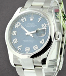 Datejust 36mm in Steel with Domed Bezel on Oyster Bracelet with Blue Concentric Arabic Dial