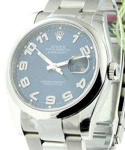 Datejust 36mm in Steel with Domed Bezel on Oyster Bracelet with Blue Concentric Arabic Dial