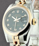 Ladies Datejust 26mm in Steel with Rose Gold Domed Bezel on Jubilee Bracelet with Black Arabic Dial