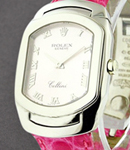 Cellini Cellisima in White Gold on Pink Crocodile Leather Strap with Pink MOP Dial