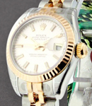 Datejust in Steel with Rose Gold Fluted Bezel on Steel with Rose Gold Jubilee Bracelet with Rose Stick Dial