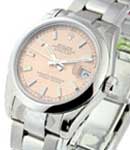 Datejust in Steel with Domed Bezel with Steel Oyster Bracelet with Pink Stick Dial
