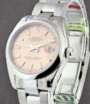 Datejust in Steel with Domed Bezel with Steel Oyster Bracelet with Pink Stick Dial