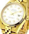 Men's Datejust 36mm in Yellow Gold with Fluted Bezel on Jubilee Bracelet with Silver Diamond Dial