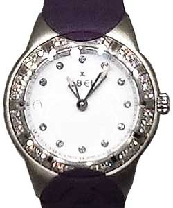 E-Type in Steel with Diamond Bezel on Purple Rubber Strap with White Diamond Dial