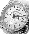 BR 01-94 Chronograph - Top Diamonds  Steel on White Leather Strap with White Dial 