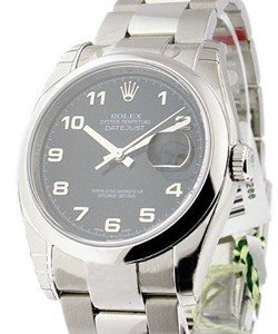 Datejust 36mm in Steel with Domed Bezel on Steel Oyster Bracelet with Black Arabic Jubilee  Dial