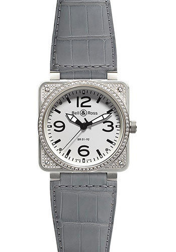 BRO1-92 Automatic - Top Diamonds Steel on Leather Strap with White Dial 