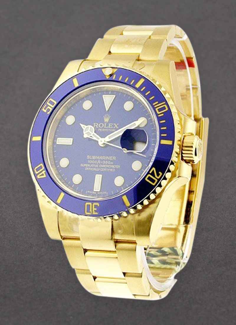 Rolex Unworn Submariner in Yellow Gold with Blue Ceramic Bezel