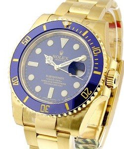 Submariner in Yellow Gold with Blue Ceramic Bezel on Oyster Bracelet with Blue Dial