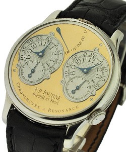 Chronometre a Resonance - 2 Time Zones Platinum on Strap with Champagne Dial