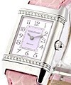 Lady's Reverso with Diamonds Steel on Pink Strap with Pink Dial