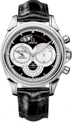 DeVille Chronoscope Chronograph in Steel  On Black Leather Strap with Black Dial 