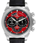 Co-Axial Chronoscope Chronograph in Steel on Black Crocodile Leather Strap with Red Dial - Black Subdials