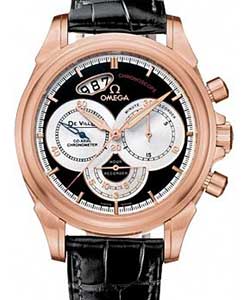 DeVille Co-Axial Chronoscope 41mm Automatic in Rose Gold on Black Crocodile Leather Strap with Black Dial