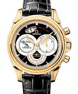 De-Ville Co-Axial Chronoscope Chronograph 41mm Automatic in Yellow Gold on Black Crocodile Leather Strap with Black Dial