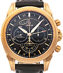 Co-Axial Chronoscope GMT Chronograph in Rose Gold on Brown Crocodile Leather Strap with Brown Dial