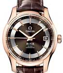 De Ville Hour Vision in Rose Gold on Brown Crocodile Leather Strap with Brown Dial
