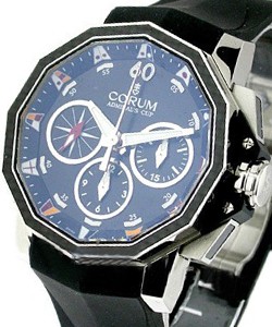 Admirals Cup Challenge 44mm Split Second in Steel on Black Rubber Strap with Black Dial
