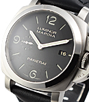 PAM 312 Luminor Marina 1950 3 Days in Steel on Black Leather Strap with Black Dial