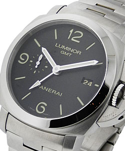 PAM 329 - Luminor 1950 GMT 44mm in Steel on Steel Bracelet with Black Dial