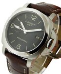 PAM 320 Luminor 1950 3-Days Automatic in Steel on Brown Alligator Leather Strap with Black Dial