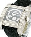 Instrumento Novantatre with Full Pave Diamond Case White Gold on Black Eel Skin Strap