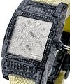 Instrumento No Uno Watches Dual Time S06 in Blackened White Gold on White Galuchat Strap with Pave Diamonds Dial