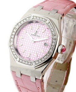 Royal Oak Ladies Gem-set - Diamond Bezel Steel on Strap with Pink Dial 