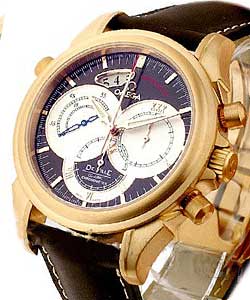 De Ville Co-axial Rattrapante 41mm Automatic in Rose Gold on Brown Calfskin Leather Strap with Brown Dial