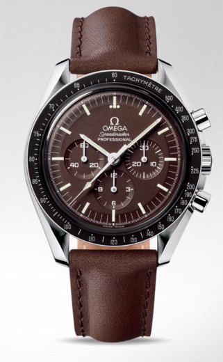 Speedmaster Professional in Steel on Brown Leather Strap with Brown Dial