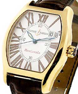 Michelangelo Big Date in Rose Gold on Brown Leather Strap with Silver Dial
