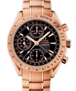 Speedmaster Day Date Chronograph 40mm Automatic in Rose Gold with Tachymetre Bezel on Rose Gold Bracelet with Black Dial