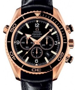 Planet Ocean Rose Gold Chrono Rose Gold on Strap with Black Dial