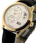 Panodate Pano Matic Lunar 39mm Automatic in Rose Gold on Black Crocodile Leather Strap with Silver Dial