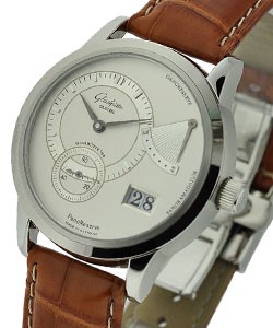 Panodate Pano Reserve 39mm in Steel on Brown Alligator Leather Strap with Silver Dial