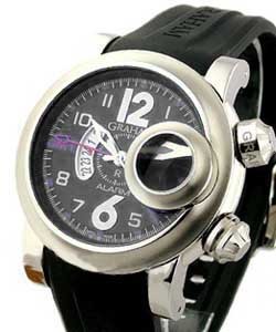 Swordfish Grillo Alarm GMT 46mm in Steel on Black Rubber Strap with Black Dial