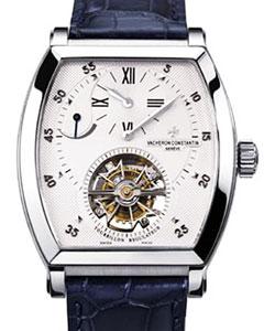 Malte Tonneau Regulator Tourbillon in Platinum on Blue Leather Strap with Silver Dial